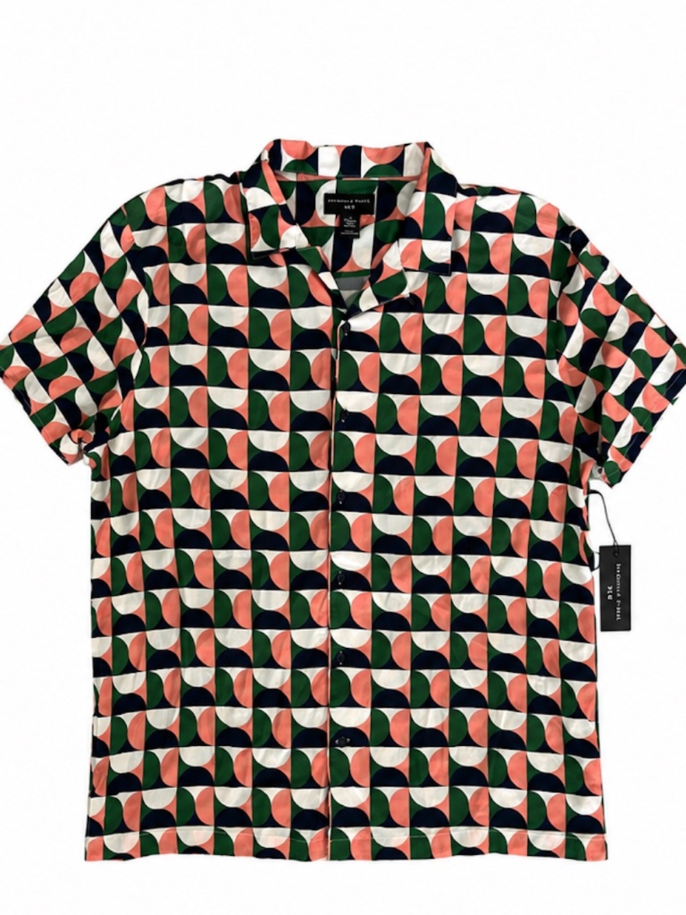 NWT - Shaquille O’Neal 3XL Camp Shirt - Green Coral Geometric Pattern